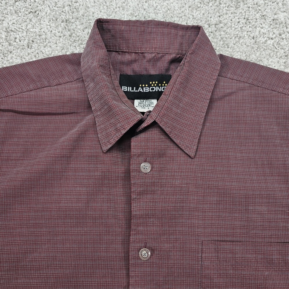 Billabong Short Sleeve BF Men's Shirt - Maroon Gray Plaid Size Large